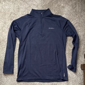 Eddie Bauer Dark Blue Quarter Zip Pullover - Medium